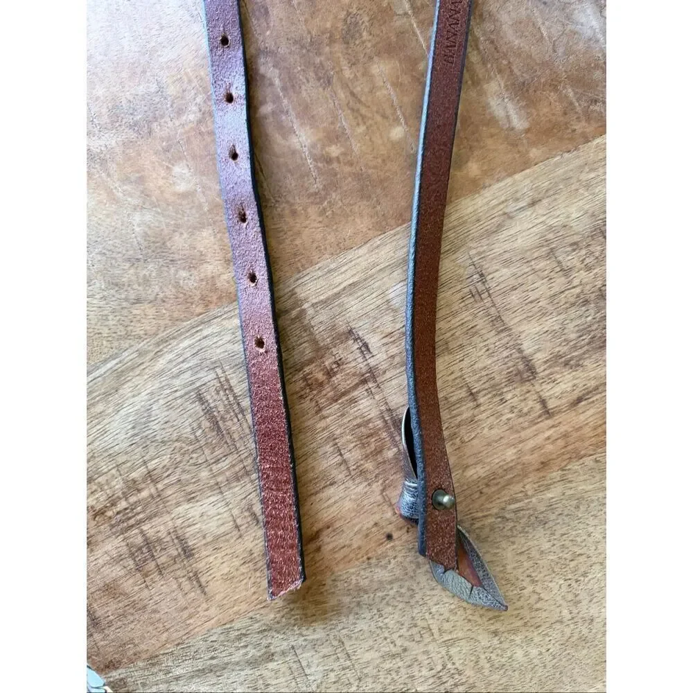 Banana Republic Metallic Leather Skinny Belt Knot Style Pewter Silver
